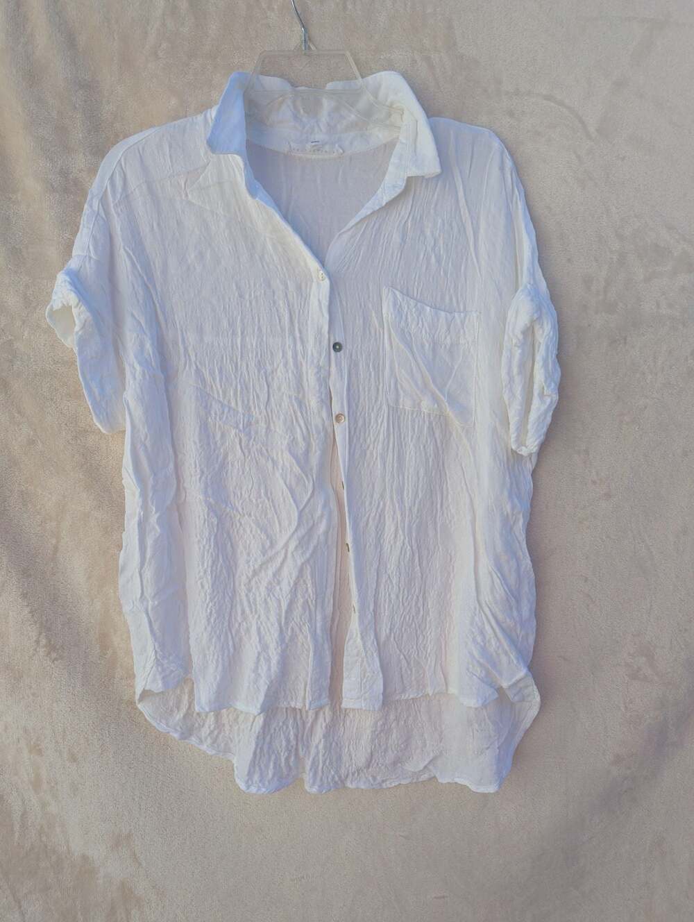 Jane and Delancey White Short Sleeve Button Down Blouse with Pocket